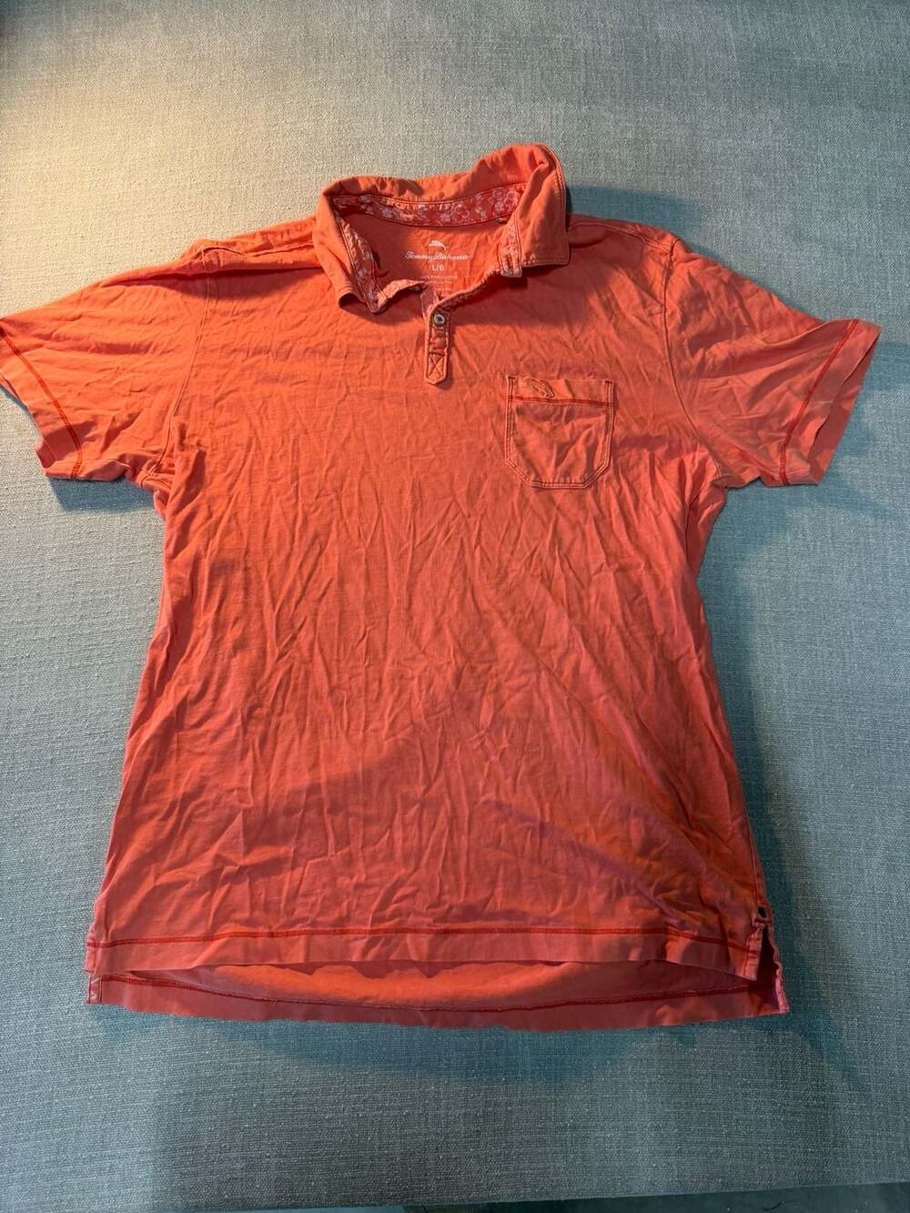 Mens Orange Tommy Bahama Polo Shirt Short Sleeve Size M
